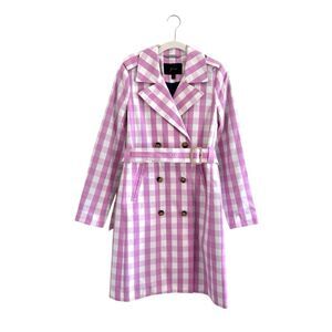 EUC J crew Icon Pink Gingham Trench Coat 00